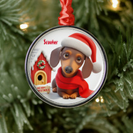 Enfeites de natal Dachshund Metal Animado