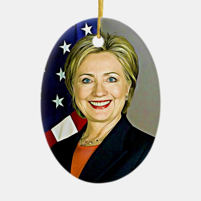 Enfeites de natal de arte Pop digital Hillary Clin (Frente)
