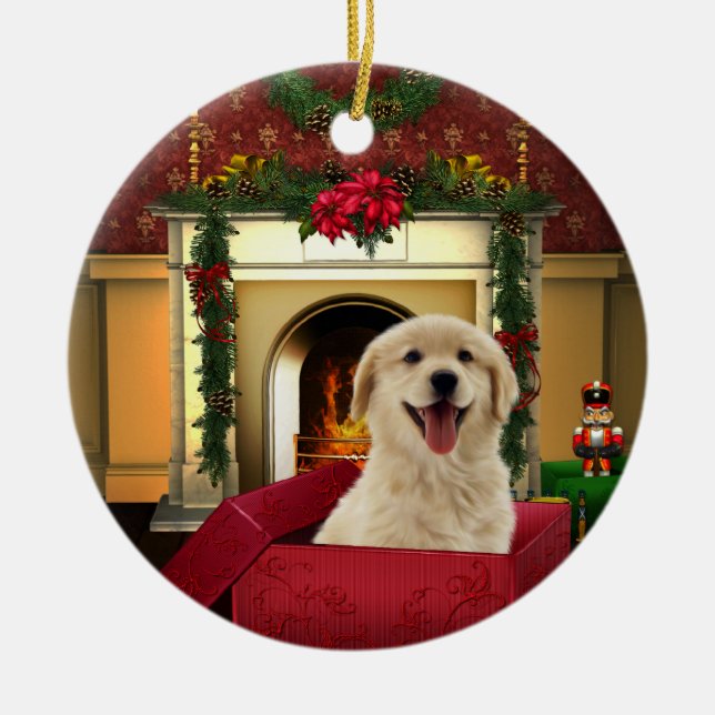 Enfeites de Natal de Árvore de Natal de Golden Ret (Frente)