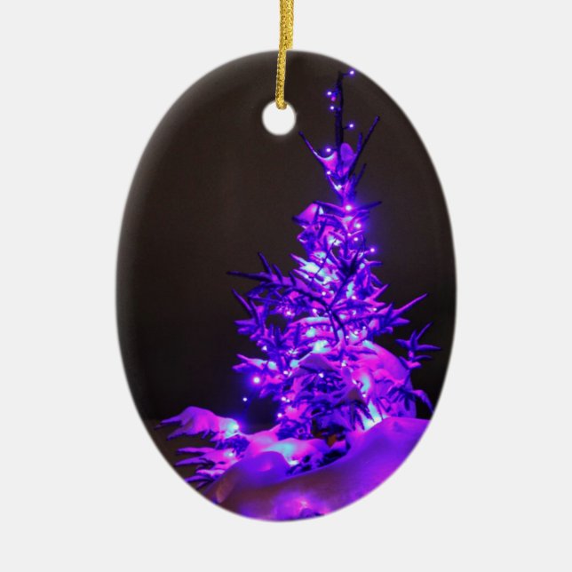 Enfeites de natal de Árvore Roxo (Frente)