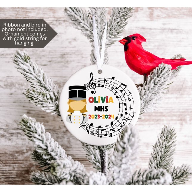 Enfeites de natal de Banda (Christmas ornament for a marching band member customized with name, school and year)
