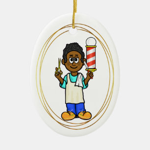Enfeites de natal de Barber Preto com Nome