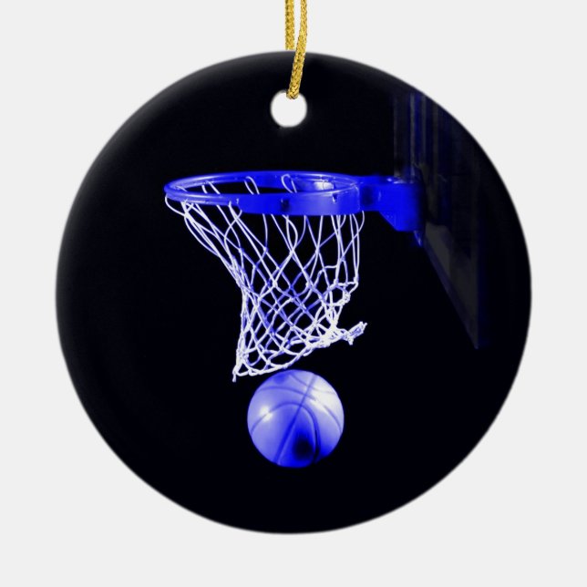 Enfeites de natal de basquete azuis (Frente)