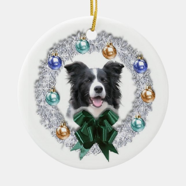 Enfeites de natal de border collie (Frente)