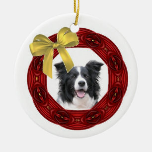 Enfeites de natal de border collie