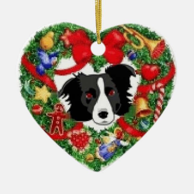 Enfeites de natal de border collie (Frente)