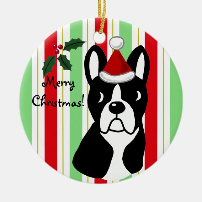 Enfeites de natal de Boston Terrier (Frente)