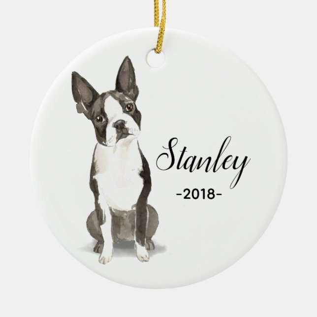 Enfeites de natal de Boston Terrier (Frente)