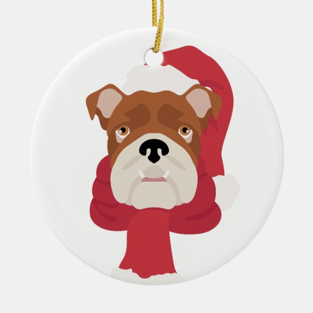 Enfeites de natal de buldogue inglês (Frente)