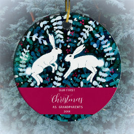 Enfeites de natal de Bunnies Brancos de Aquarela