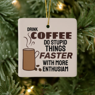 Enfeites de natal de café do ano engraçado