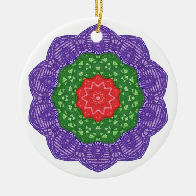 Enfeites de natal de Caleidoscópio Vermelho Roxo (Frente)