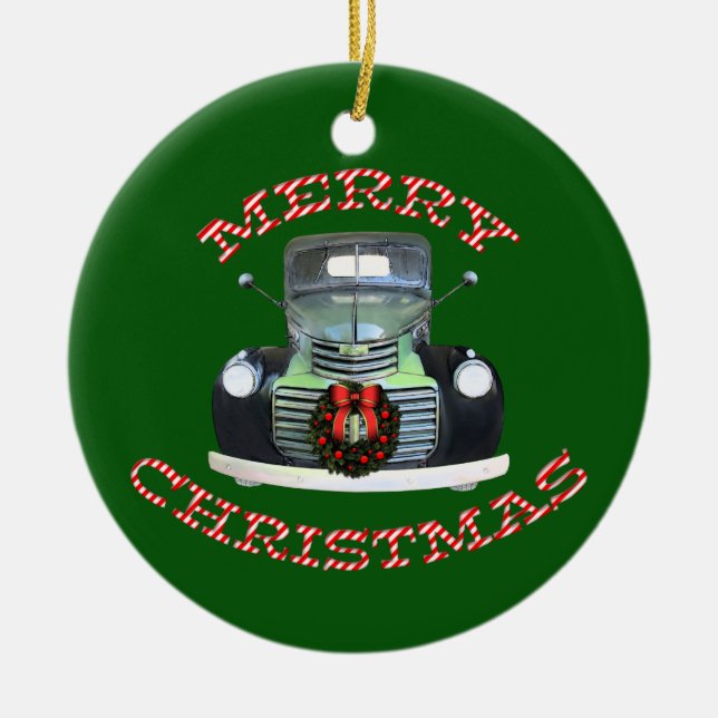 Enfeites de natal de Caminhão Antiquado (Frente)