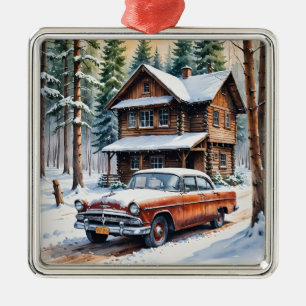 Enfeites de natal de Carro Antiquado de inverno