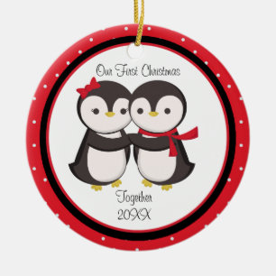 Enfeites de natal de Casal de Pinguins