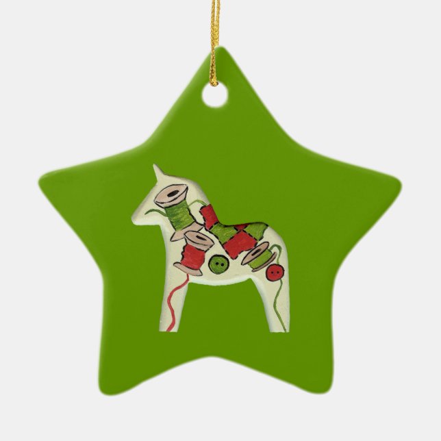 Enfeites de natal de Cavalo de Dala Quilente (Frente)