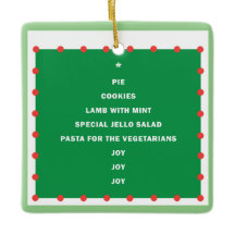 Enfeites de natal de cerâmica com palavras de féri