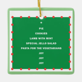 Enfeites de natal de cerâmica com palavras de féri