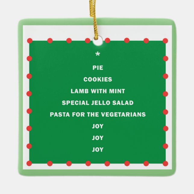 Enfeites de natal de cerâmica com palavras de féri (Frente)