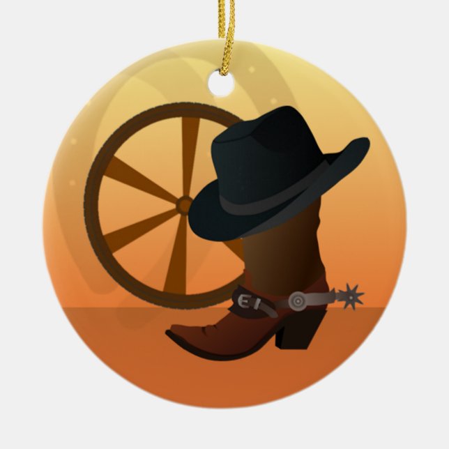 Enfeites de natal de cowboy ocidental (Frente)