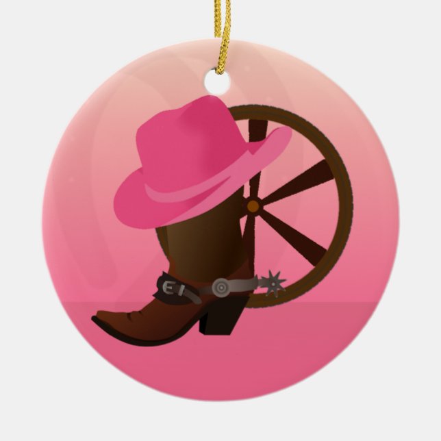 Enfeites de natal de Cowgirl Ocidental (Frente)