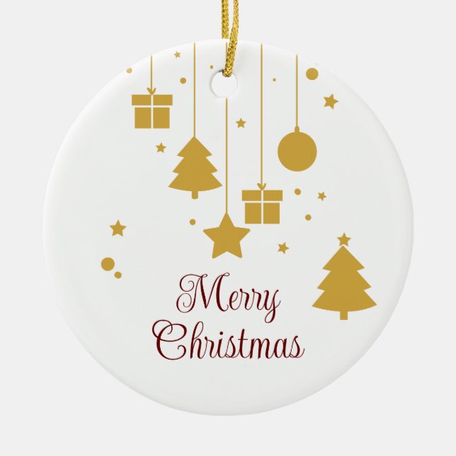 Enfeites de natal de decoração Dourada personaliza (Frente)