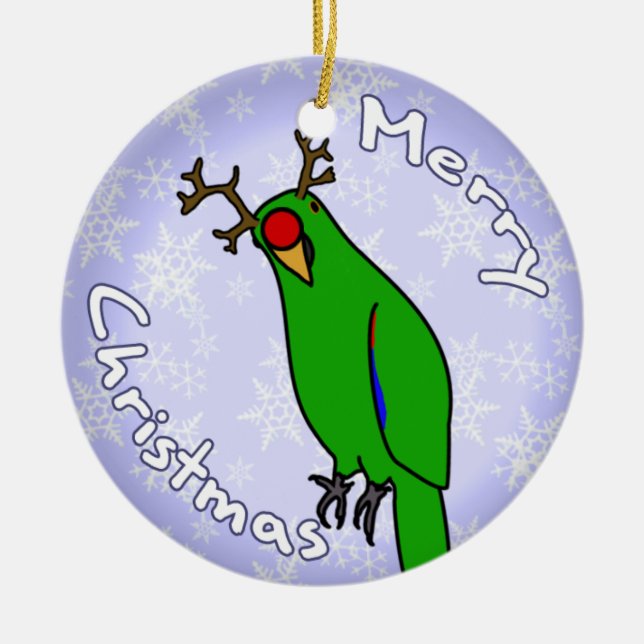 Enfeites de natal de Eclectus da rena dos desenhos (Frente)