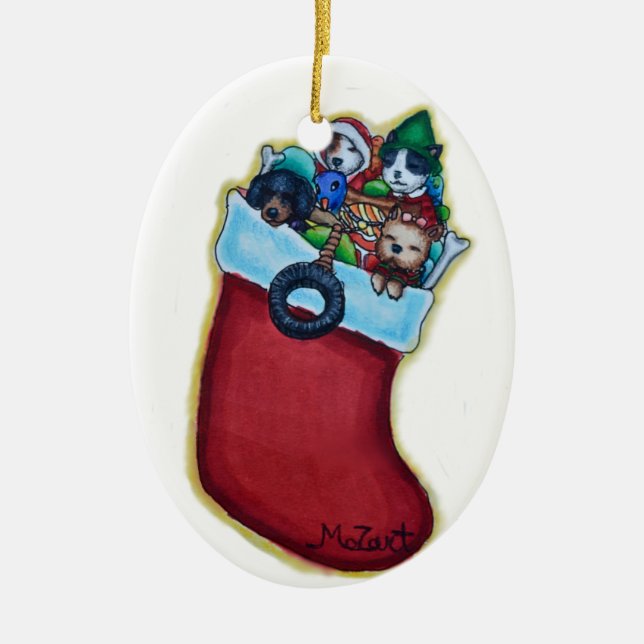 Enfeites de natal de empilhamento dos puppies (Frente)