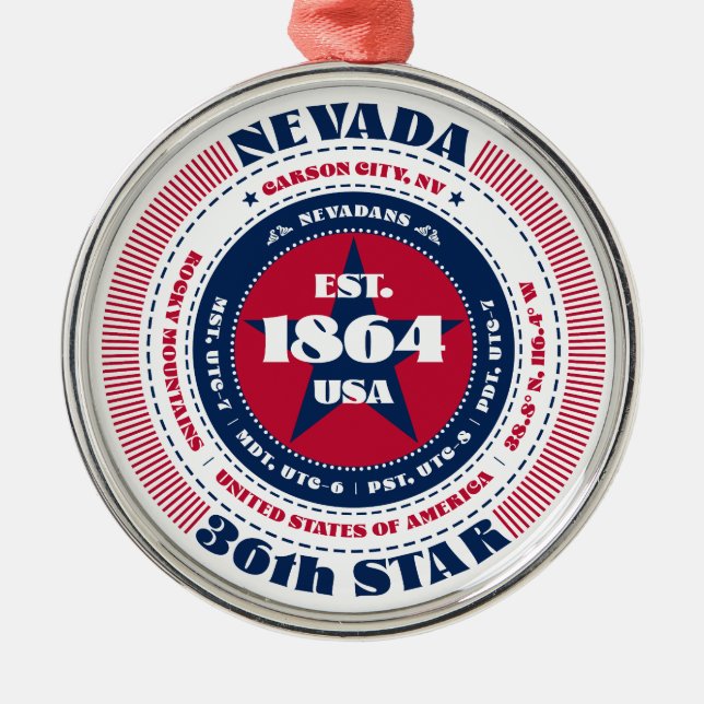 Enfeites de natal de estado do Nevada 36 (Frente)