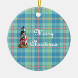 Enfeites de natal de farol costeiro