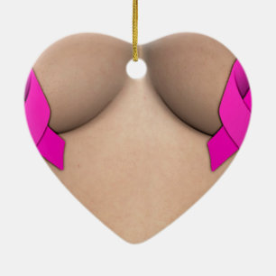 Enfeites de natal de fitas cor-de-rosa para cânce