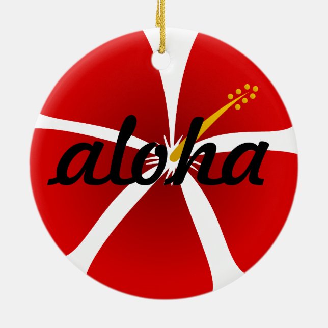Enfeites de natal de Flor de Hibiscus Vermelha (Traseira)
