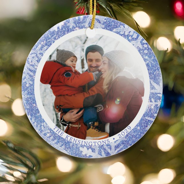 Enfeites de natal de Fotografia Personalizado de L (Custom Double-Sided Photo Christmas Ornament)