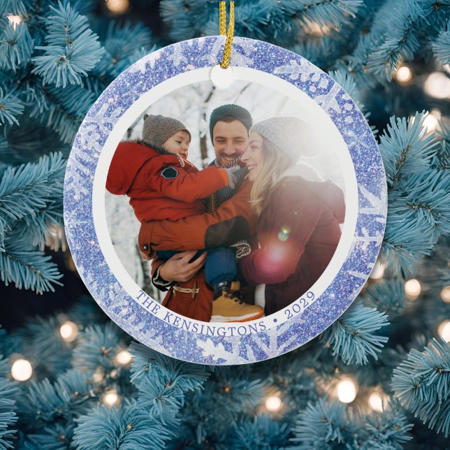 Enfeites de natal de Fotografia redonda personaliz (Custom Round Photo Christmas Ornament)