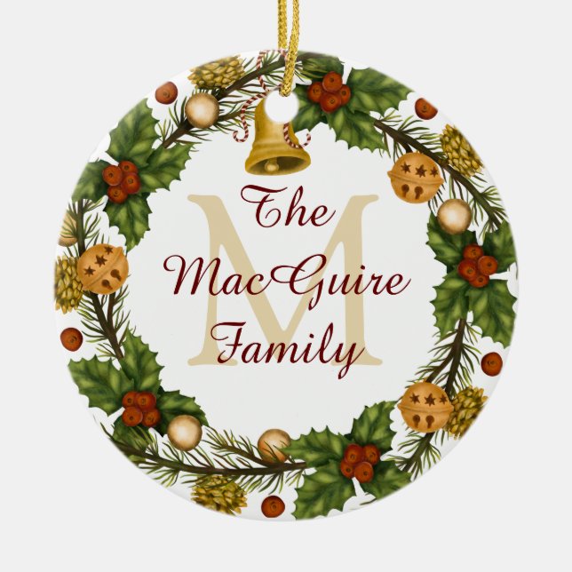 Enfeites de natal de Fotografia Vintage Wreath Mon (Frente)