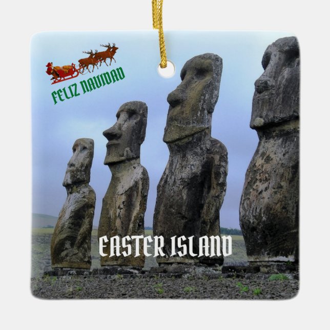 Enfeites de natal de Fotografias da Ilha páscoa (Frente)