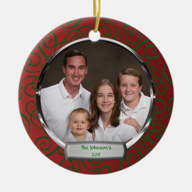 Enfeites de natal de fotos da família (Frente)