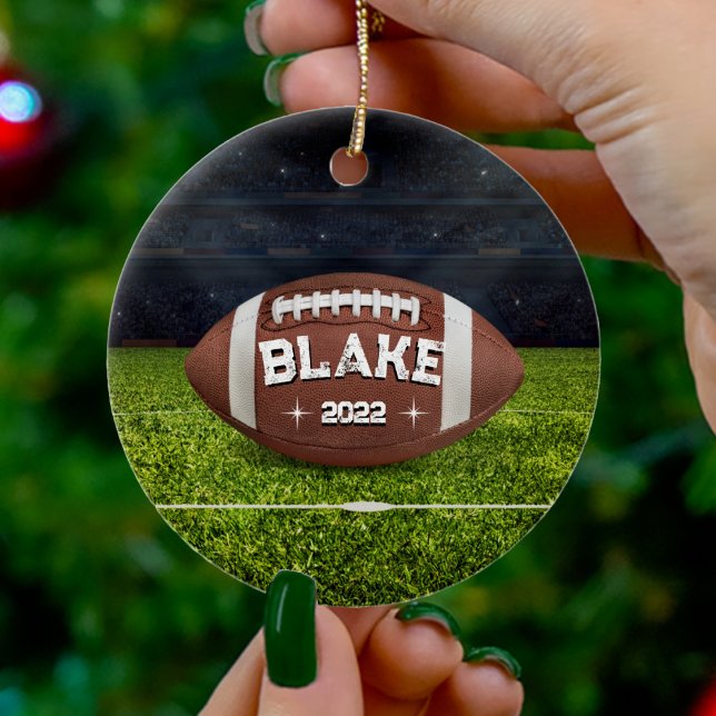 Enfeites de natal de futebol para homens e rapazes (american football field round Christmas ornament)