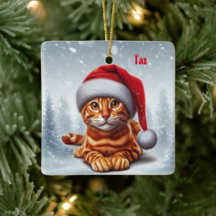 Enfeites de natal de Gato de Bengala Laranja