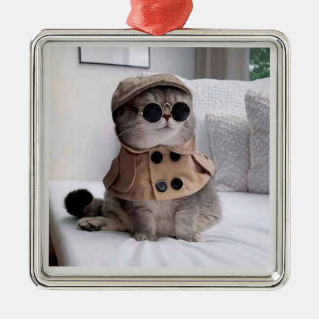 enfeites de natal de gato detetive incrível (Frente)