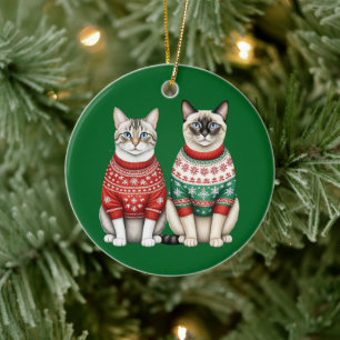 Enfeites de natal de gato, Tabby e Gatos siameses