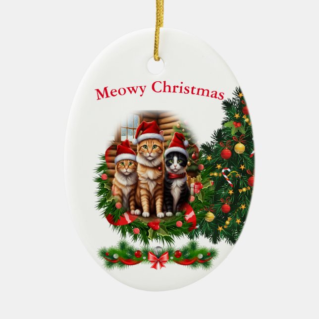 enfeites de natal de gatos (Frente)