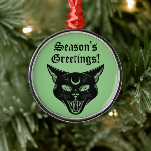 Enfeites de natal de horror de gato preto assustad
