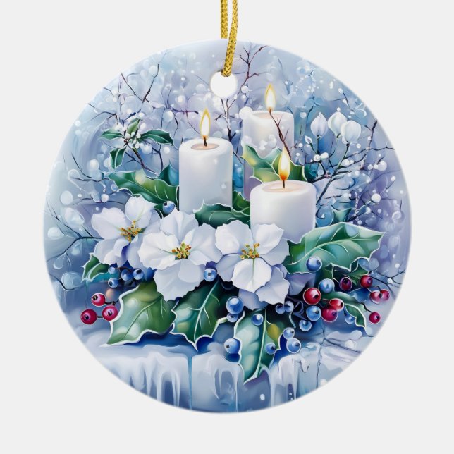 Enfeites de natal de inverno azul (Frente)