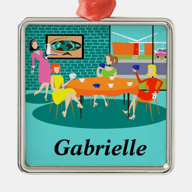 Enfeites de natal de Jogo Carta Semanal das Mulher (Frente)