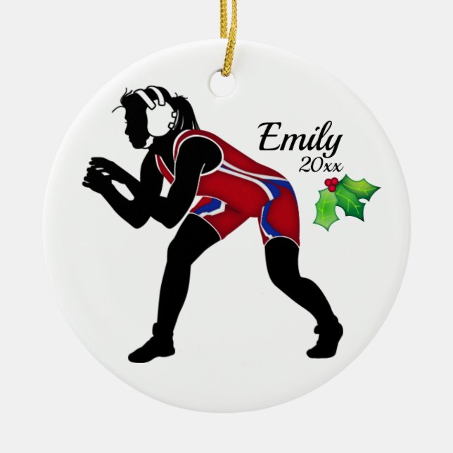 Enfeites de natal de Luta Personalizado Vermelho (Frente)