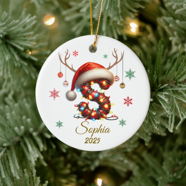 Enfeites de natal de luz inicial personalizado (Árvore)