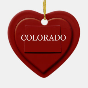 Enfeites de natal de Mapa do Colorado Heart