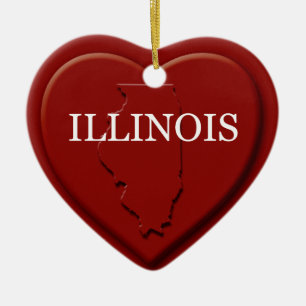 Enfeites de natal de Mapa do Coração de Illinois