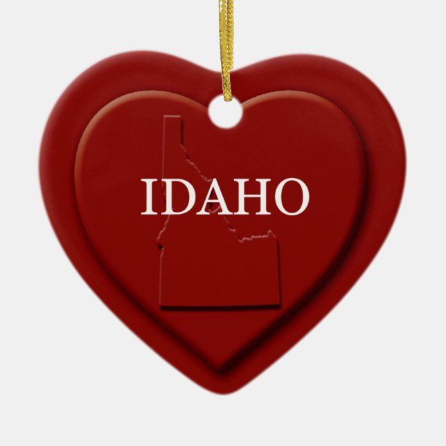 Enfeites de natal de Mapa do Coração do Idaho (Frente)